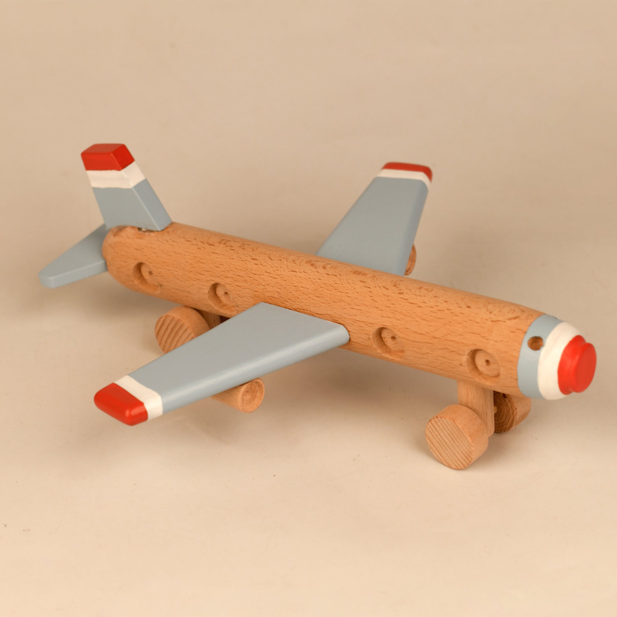 Playbox Wooden Moving Wheels Aeroplane/Airplane Toy Vehicle for Kids Toddler & Children Toy Set