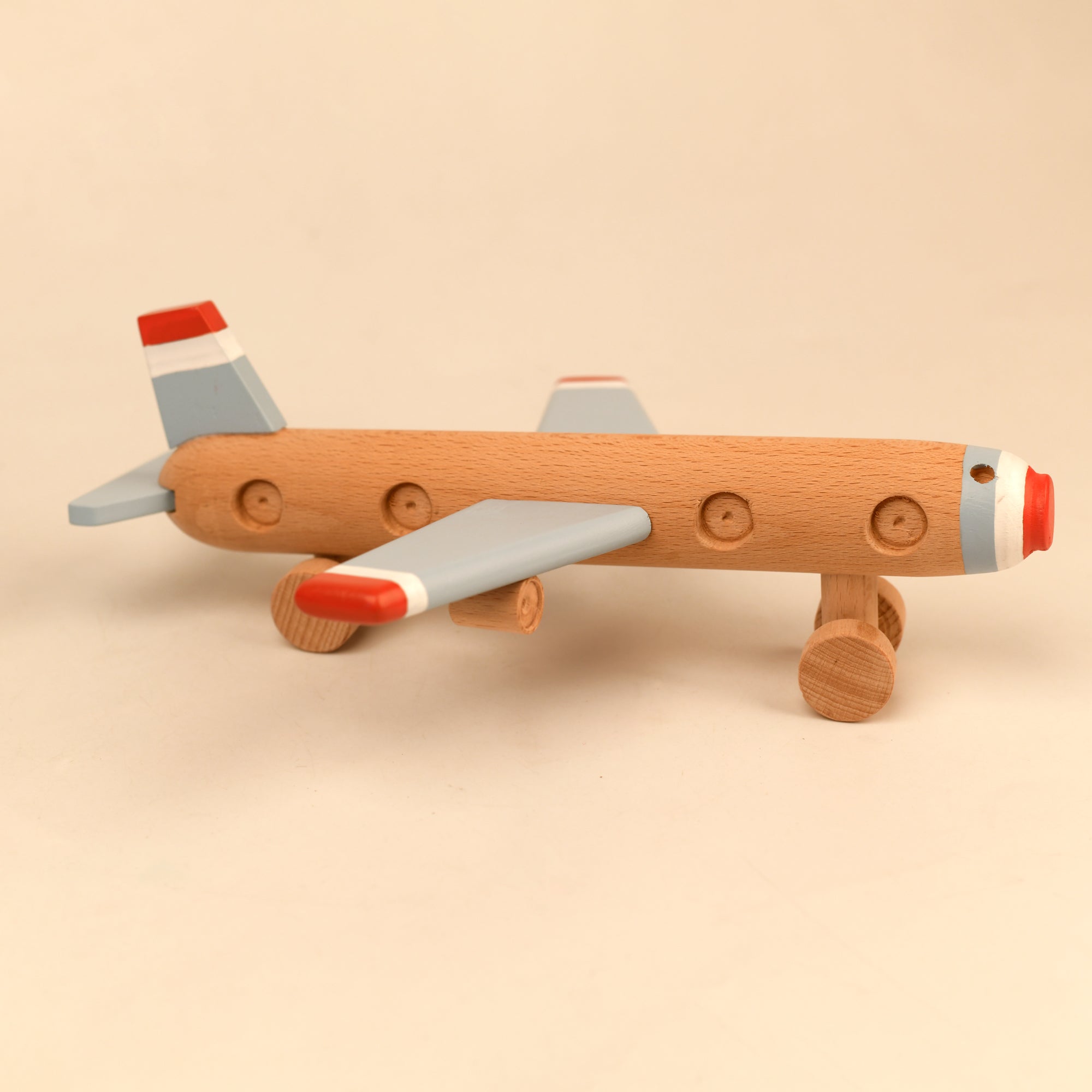 Playbox Wooden Moving Wheels Aeroplane/Airplane Toy Vehicle for Kids Toddler & Children Toy Set
