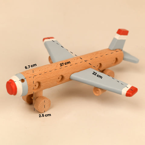 Playbox Wooden Moving Wheels Aeroplane/Airplane Toy Vehicle for Kids Toddler & Children Toy Set