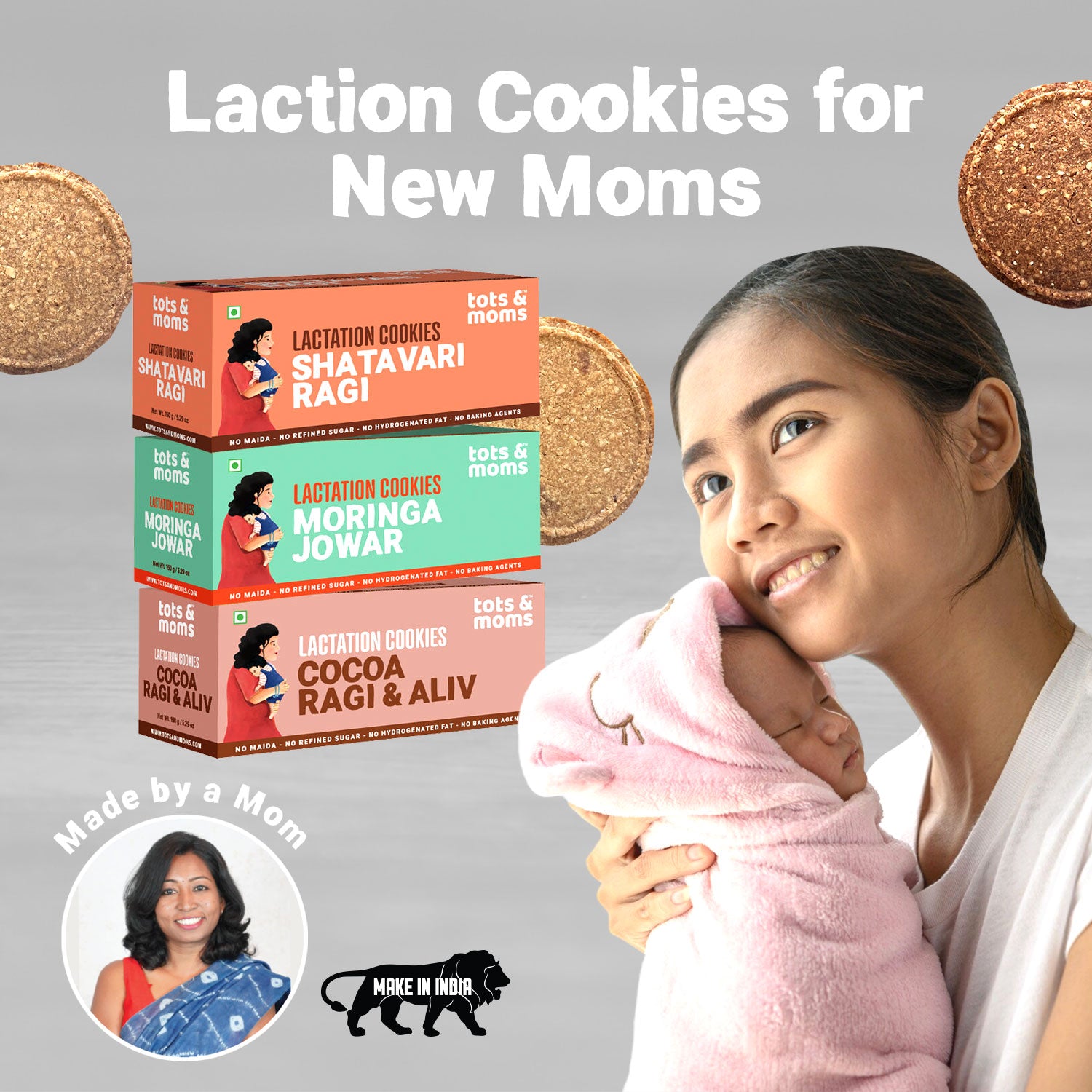 Tots & Moms Lactation Cookies – Moringa & Jowar