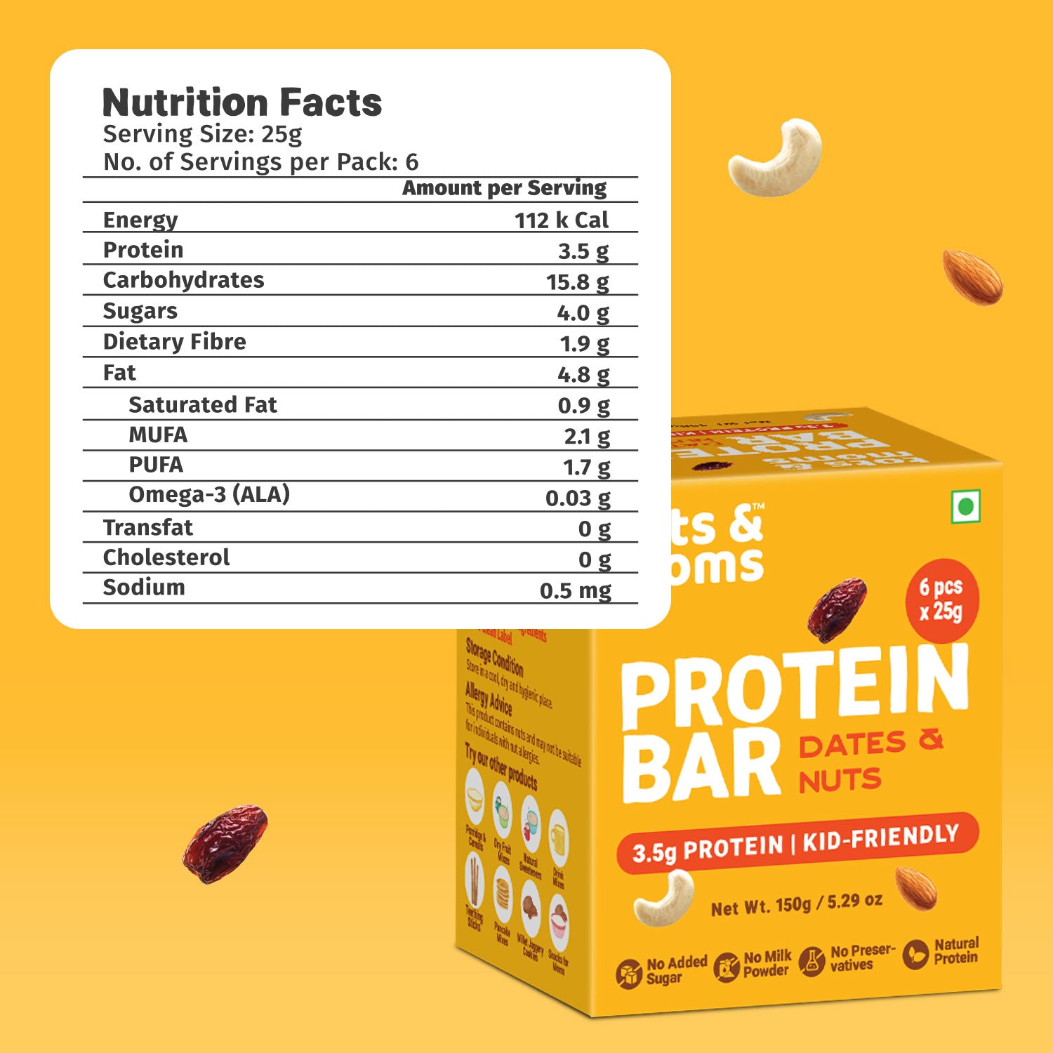 Tots & Moms Protein Bar - Dates & Nuts Bar | Choco & Dates Bar | Dates & Berries Bar | 150g each
