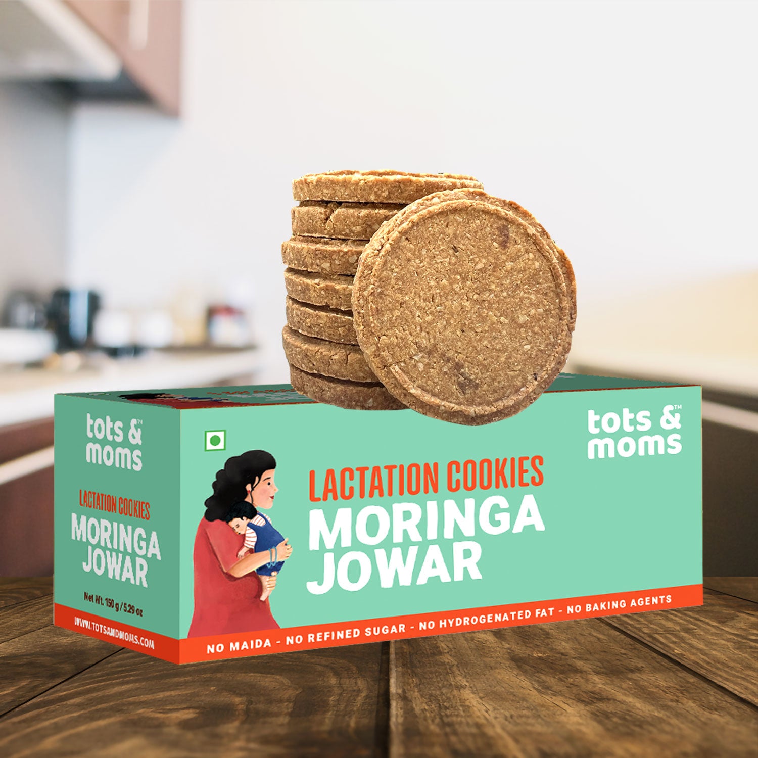 Tots & Moms Lactation Cookies – Moringa & Jowar | Boosts Lactation, Immunity & Postpartum Recovery | High-Fiber, Nutrient-Rich | No Refined Sugar or Preservatives | Pack of 2 - 150g each