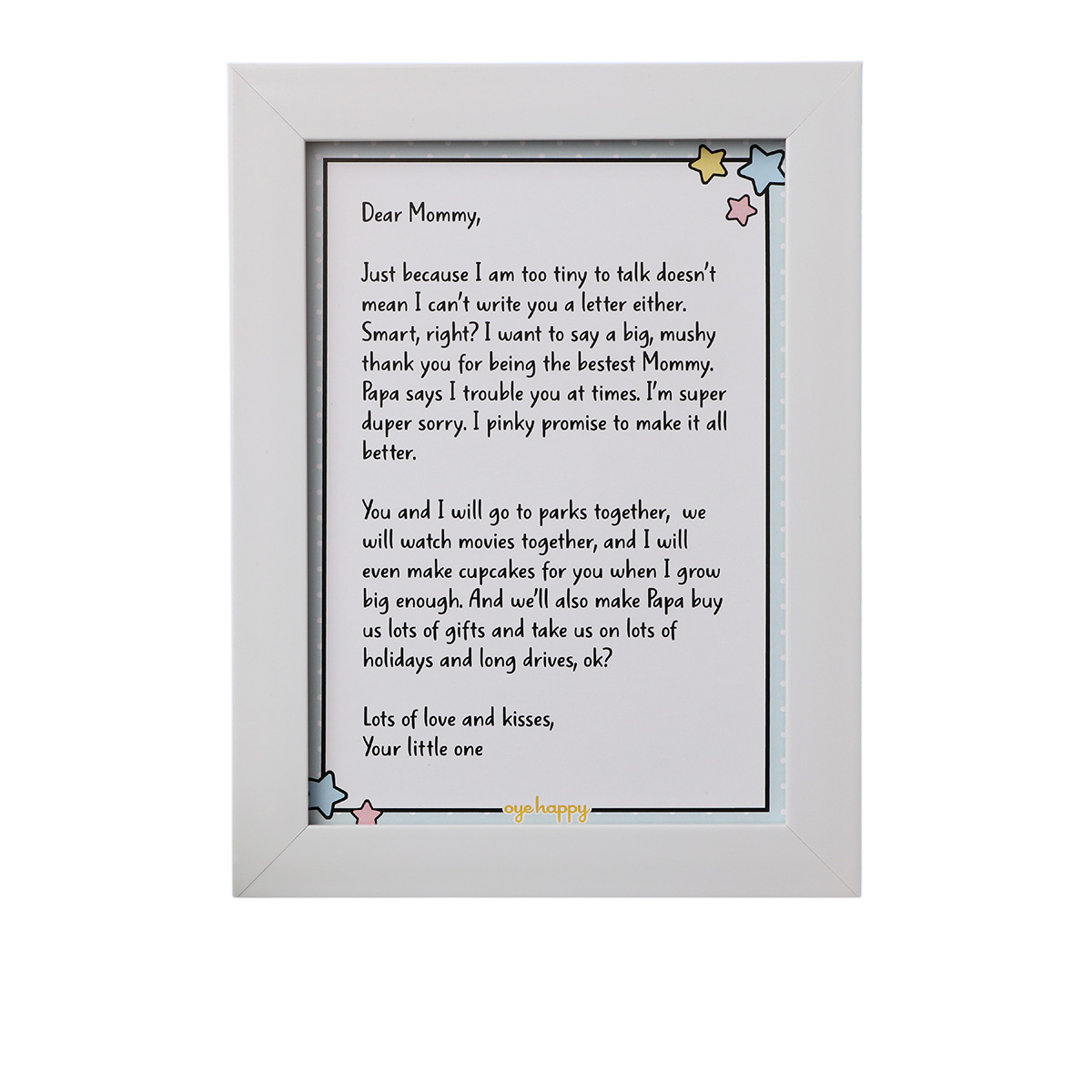 Oye Happy Letter from Baby for New Moms