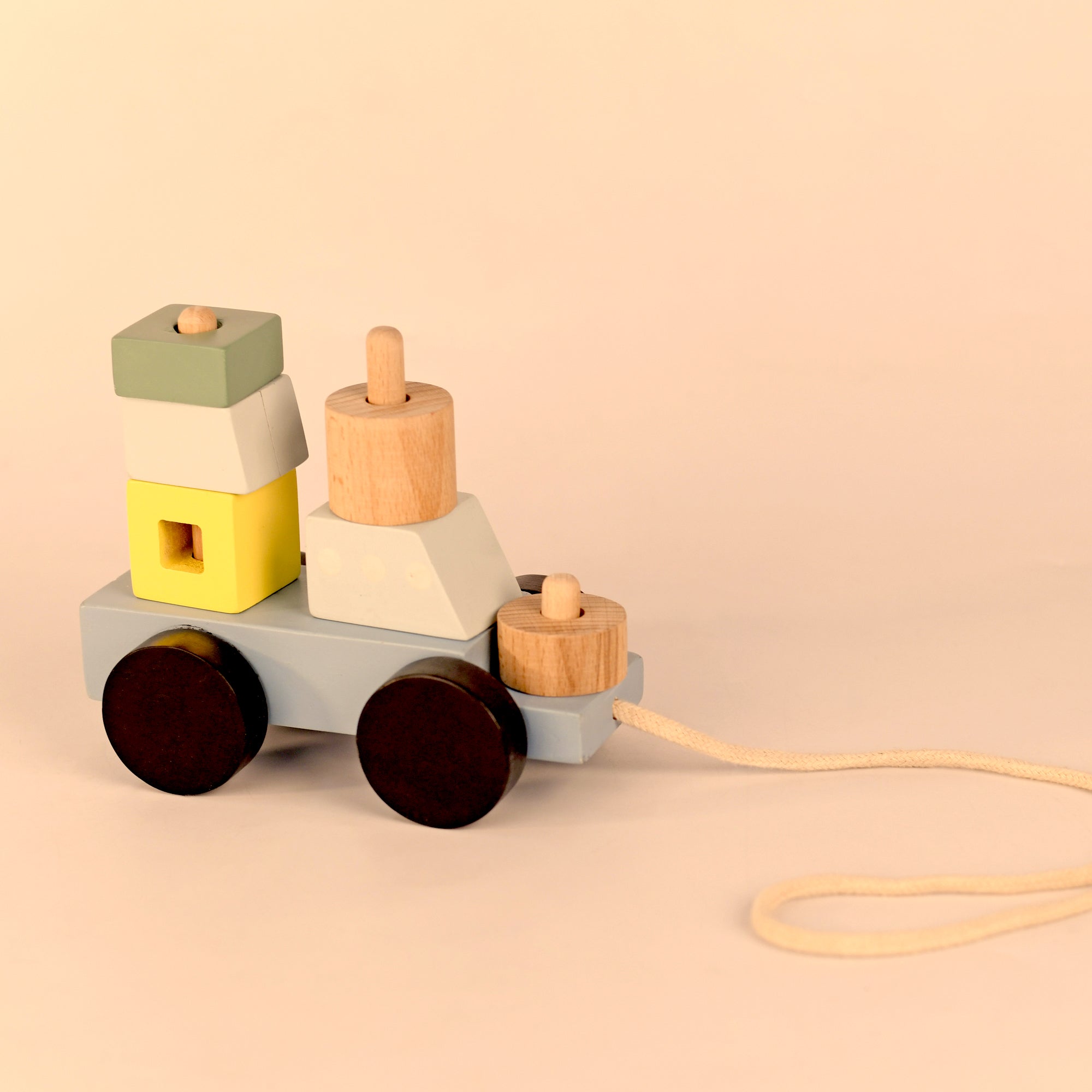 Playbox Wooden Pull Along Ship Toy Set Non-Toxic Push Pull String Toys for Toddler & Kids Baby Encourages Walking & Develops Skills Toys