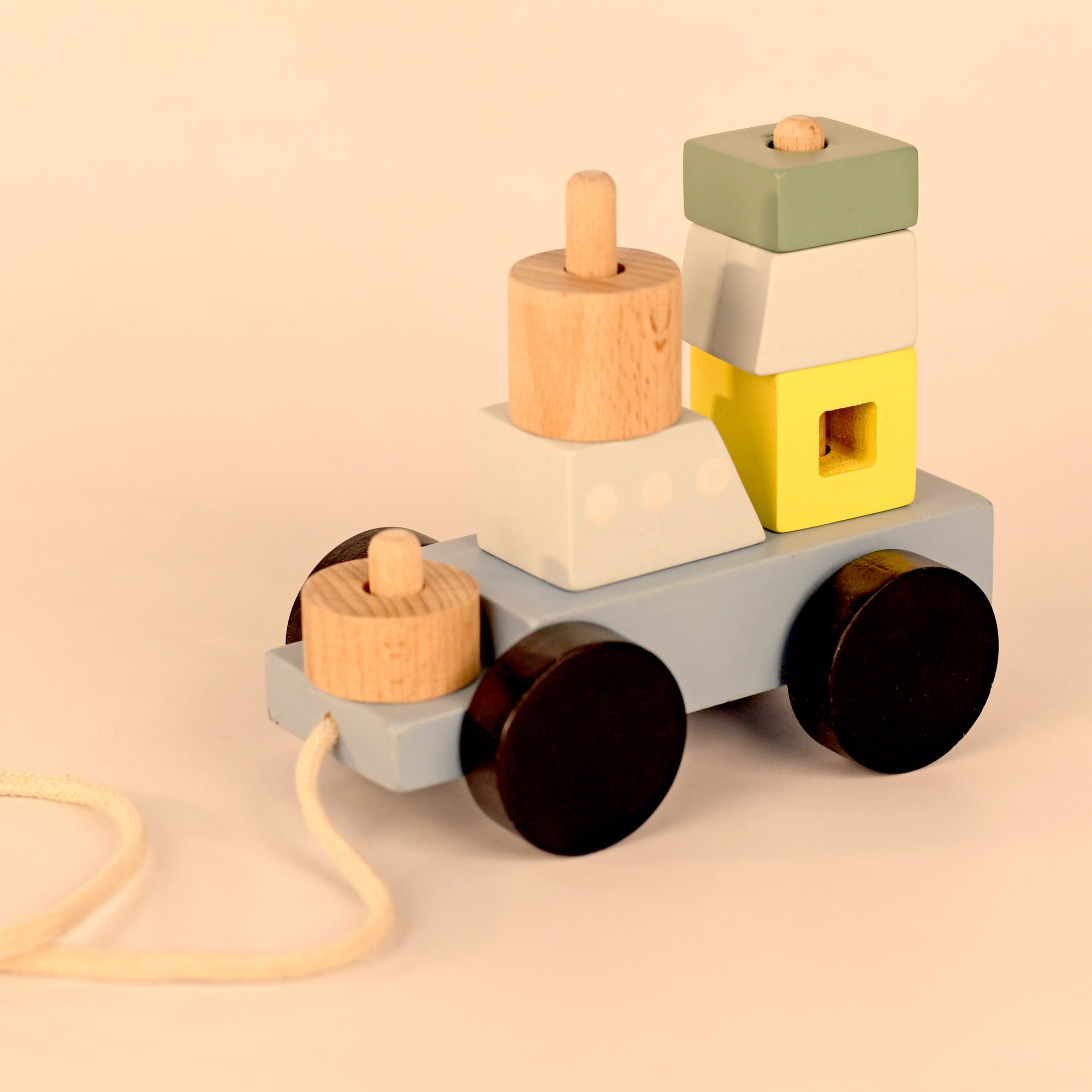 Playbox Wooden Pull Along Ship Toy Set Non-Toxic Push Pull String Toys for Toddler & Kids Baby Encourages Walking & Develops Skills Toys