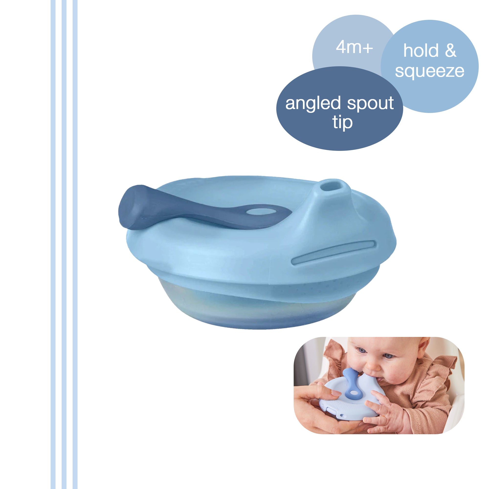 b.box Fill + Feed Silicone Feeding Pouch Lullaby Blue