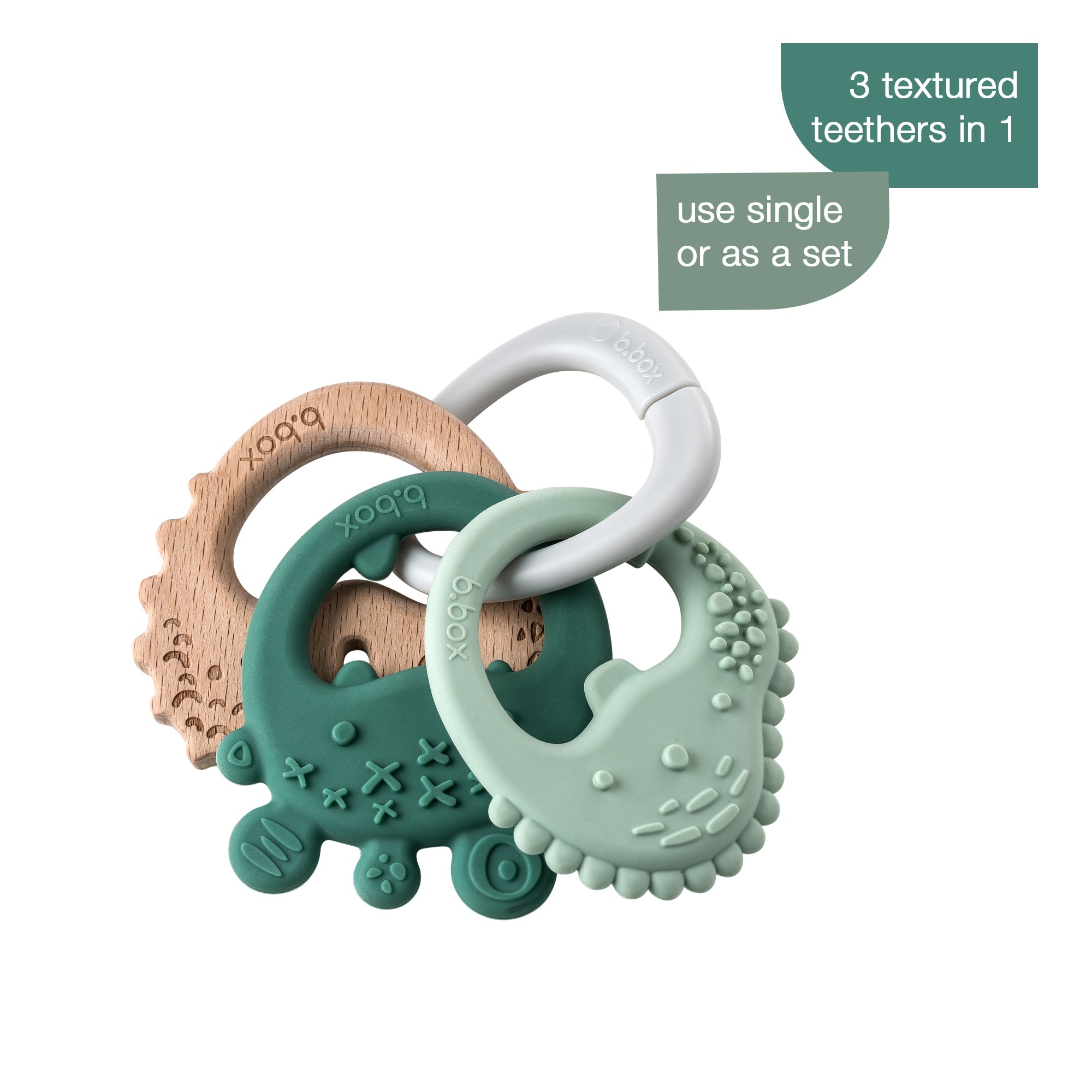 b.box Trio Teether Sage Green