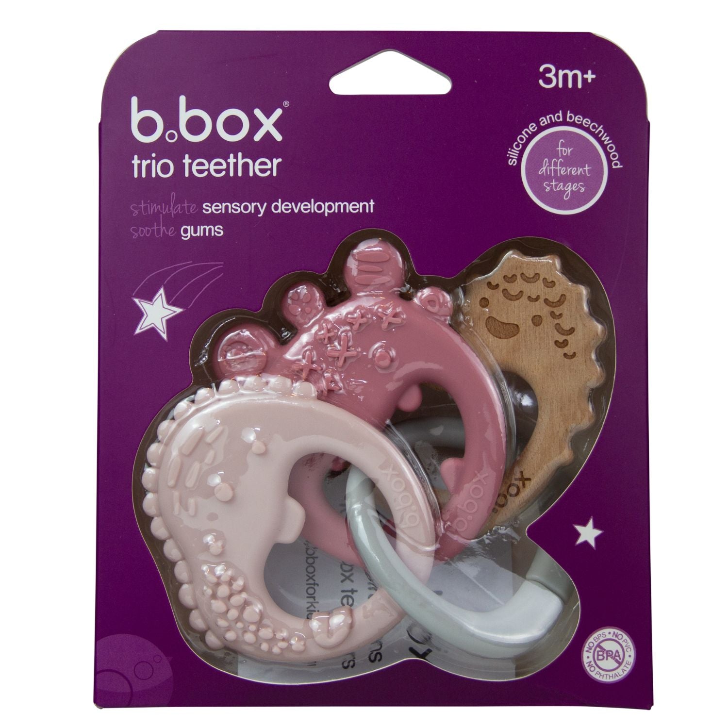 b.box Trio  Teether Blush Pink