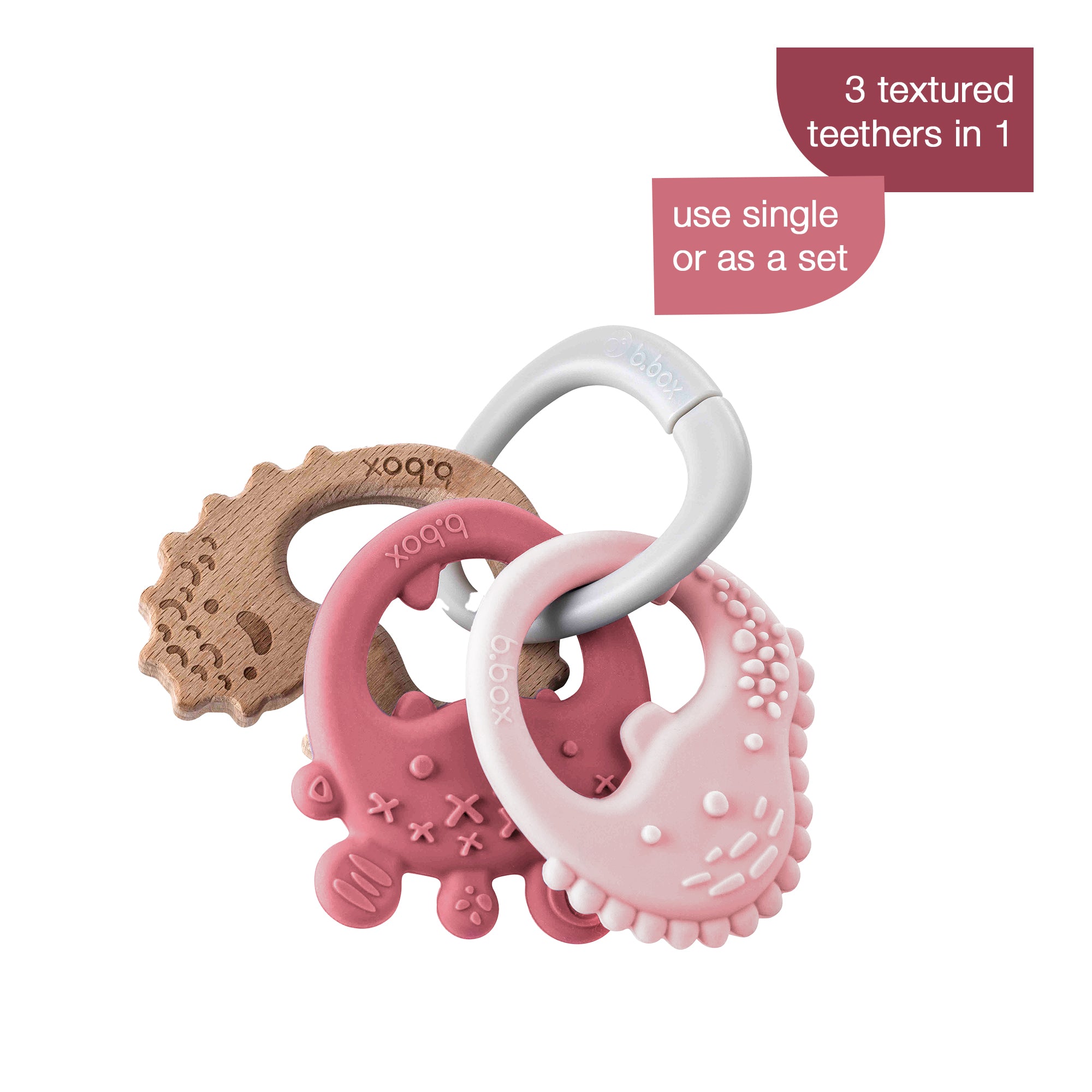 b.box Trio  Teether Blush Pink