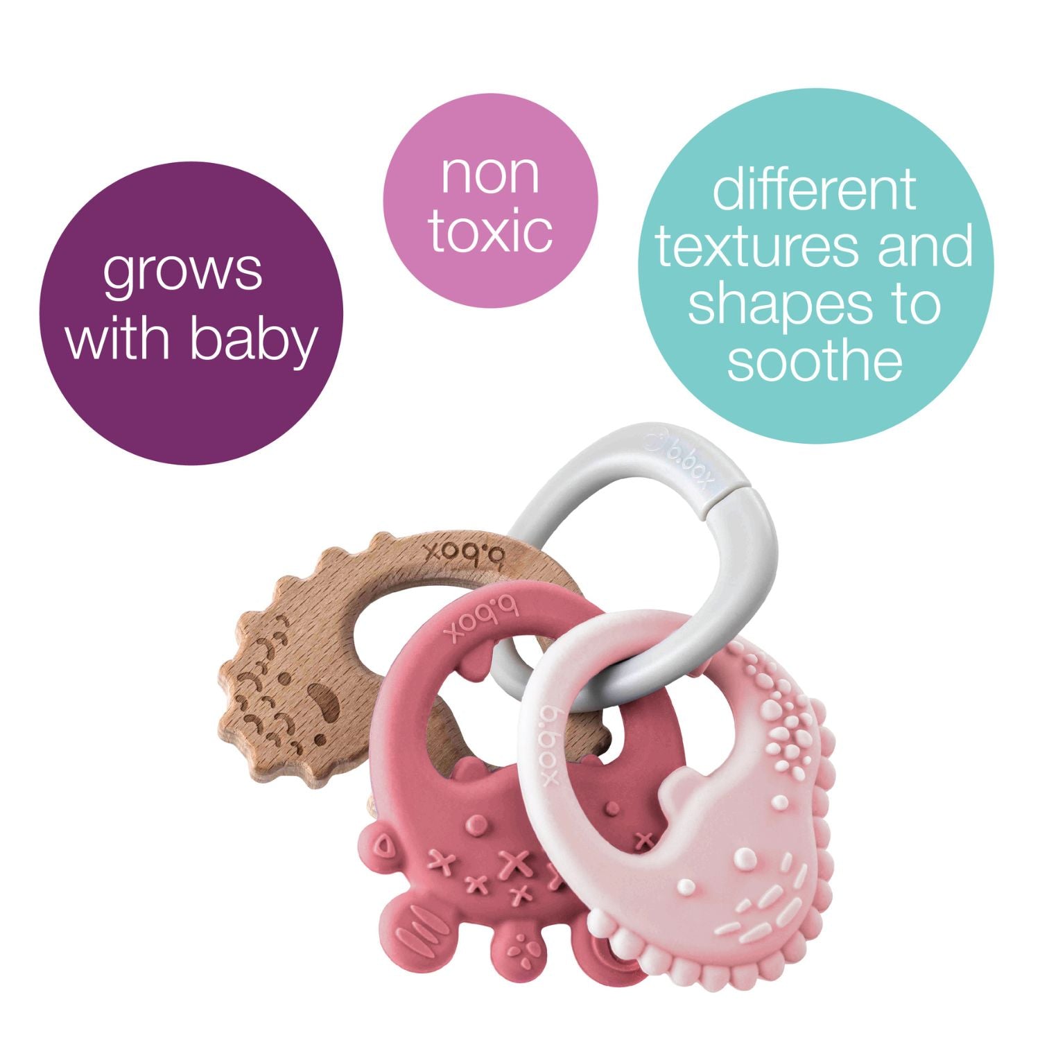 b.box Trio  Teether Blush Pink