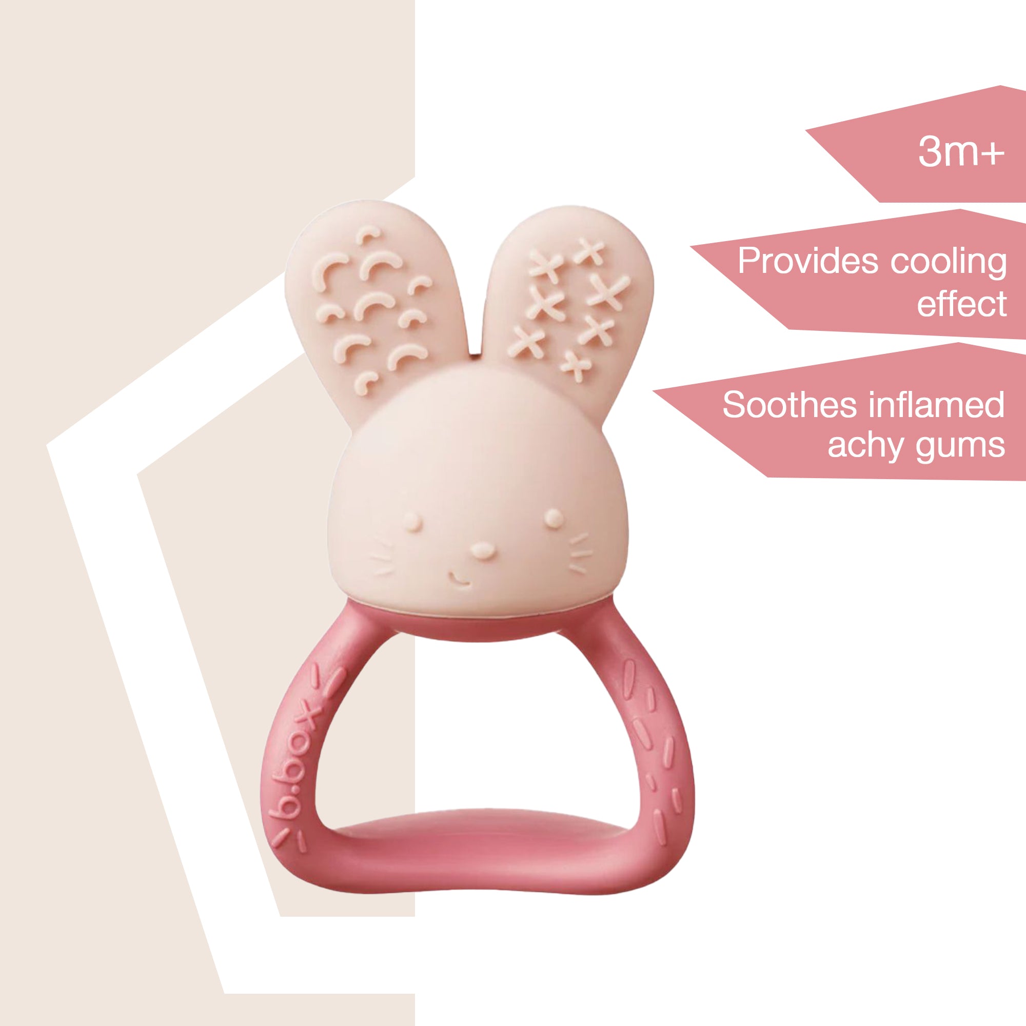 b.box Chill + Fill Bunny Teether Blush Pink