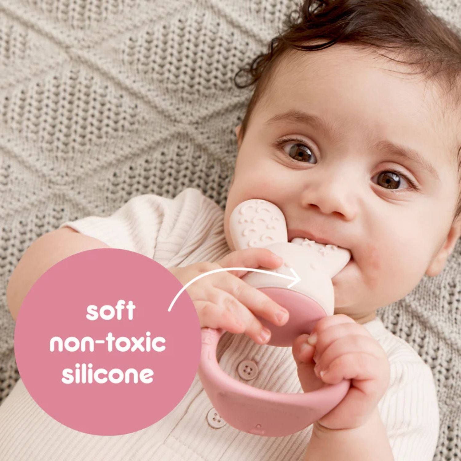 b.box Chill + Fill Bunny Teether Blush Pink