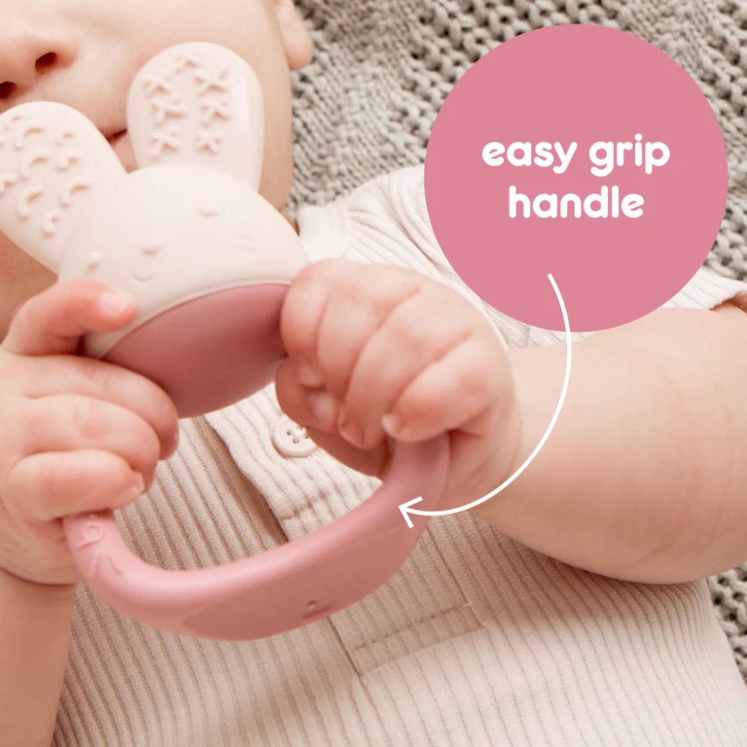 b.box Chill + Fill Bunny Teether Blush Pink