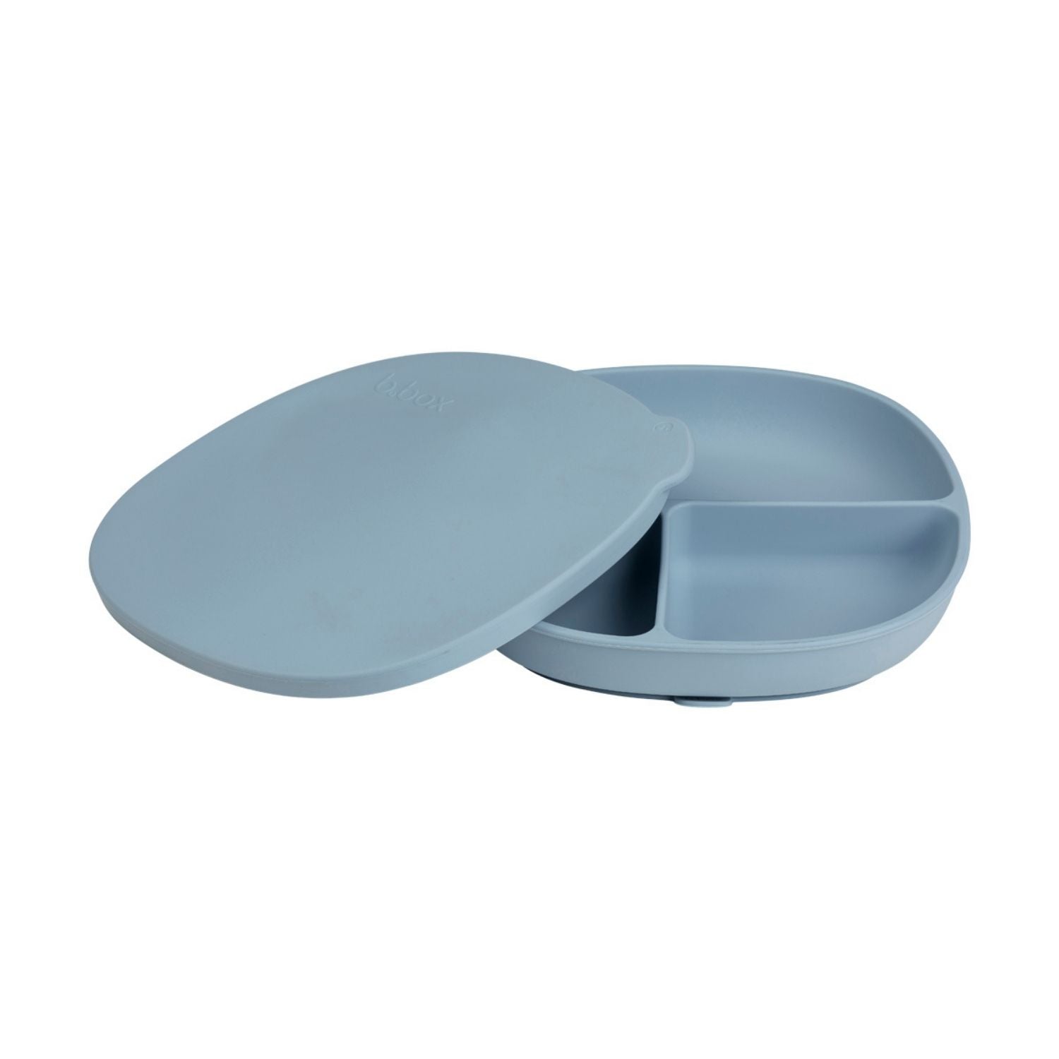 b.box Silicone Plate + Lid with Suction Base Ocean Blue