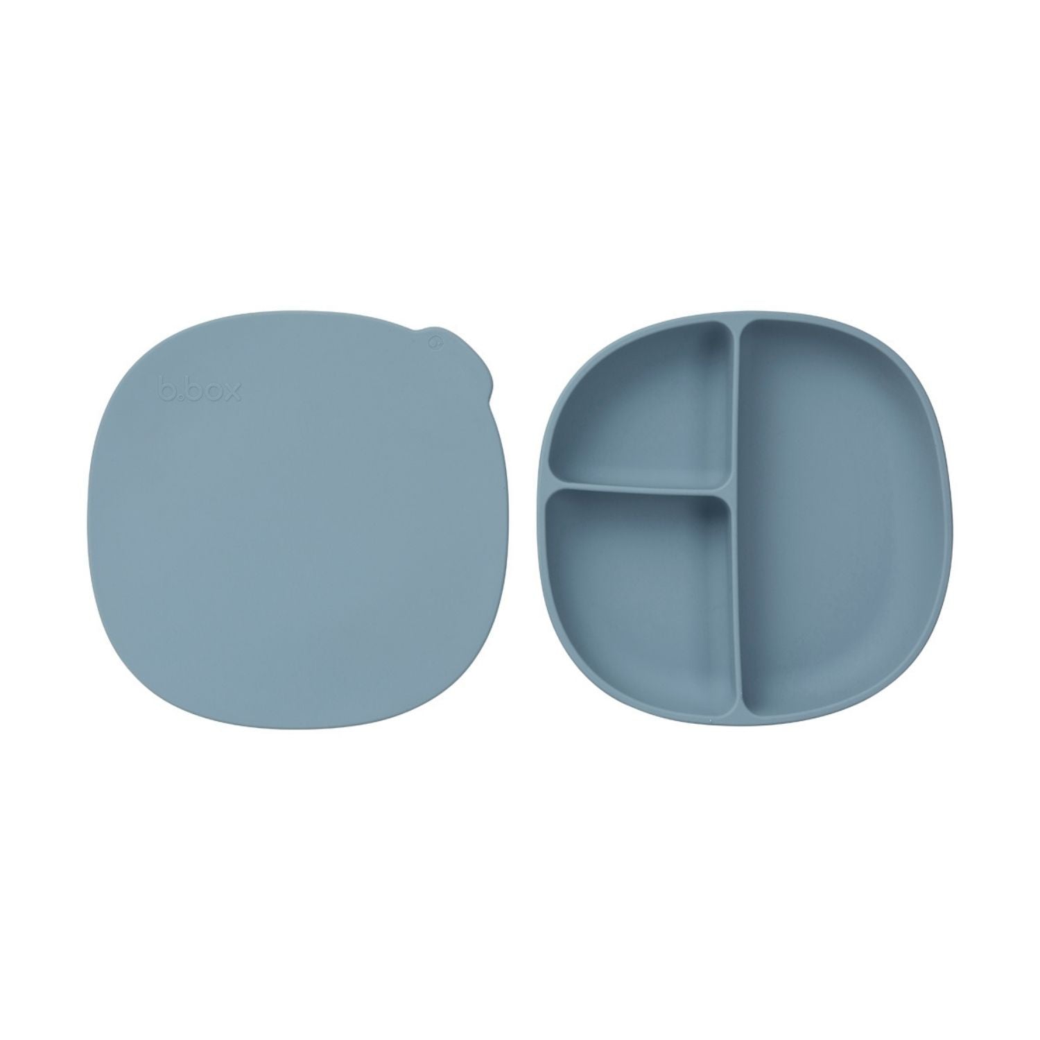 b.box Silicone Plate + Lid with Suction Base Ocean Blue