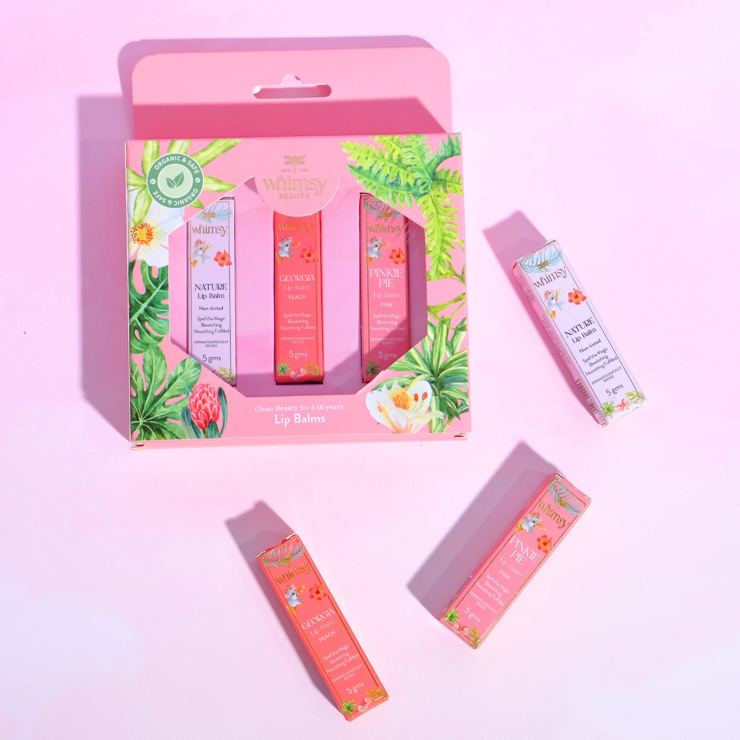 Whimsy Beauty Lip Balms for Kids & Teens- Pack of 3