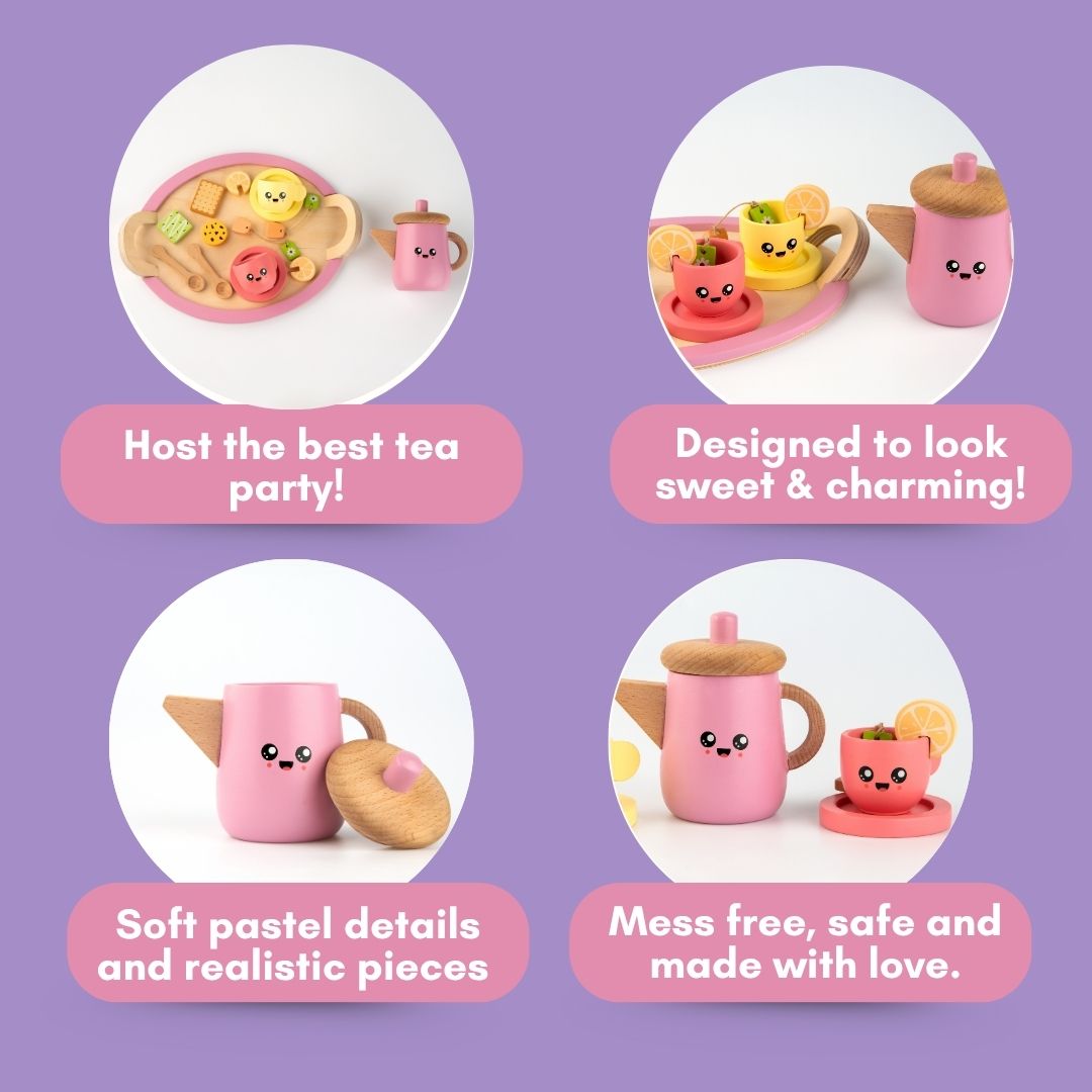 Cots & Cuddles Wooden Tea Party Set for Kids