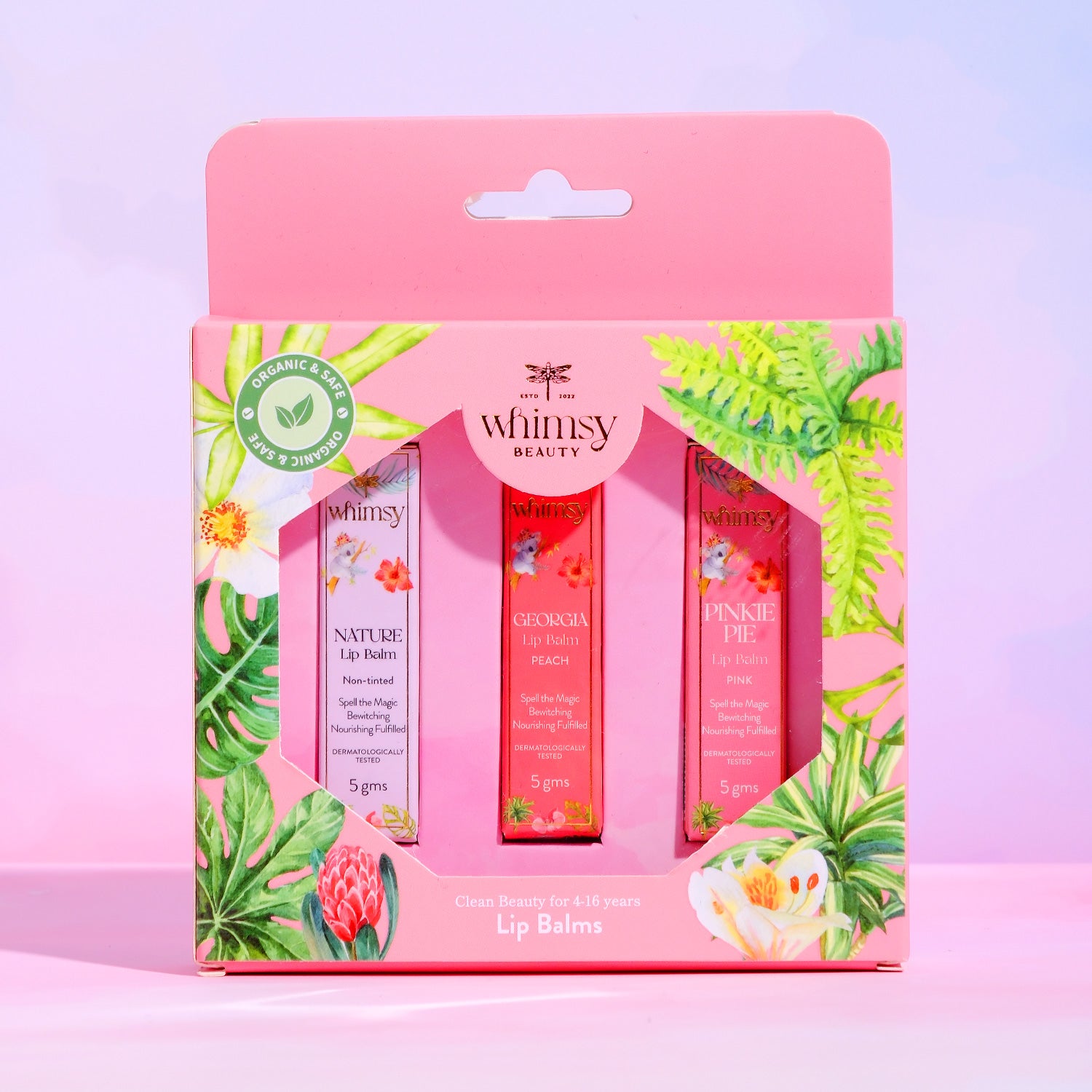 Whimsy Beauty Lip Balms for Kids & Teens- Pack of 3