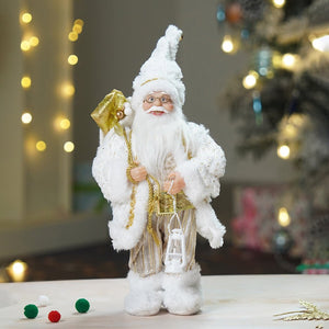 12 inches Gold Dotted and Stripes Santa , Christmas Home and Table Décor - 12 inch Christmas