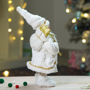 12 inches Gold Dotted and Stripes Santa , Christmas Home and Table Décor - 12 inch Christmas