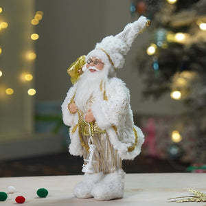 12 inches Gold Dotted and Stripes Santa , Christmas Home and Table Décor - 12 inch Christmas