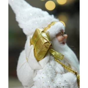 12 inches Gold Dotted and Stripes Santa , Christmas Home and Table Décor - 12 inch Christmas