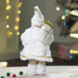 12 inches Gold Dotted and Stripes Santa , Christmas Home and Table Décor - 12 inch Christmas
