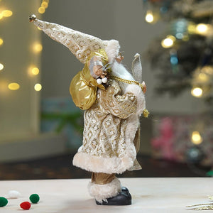 12 inches Gold Lace Robe Santa , Christmas Home and Table Décor - 12 inch Christmas