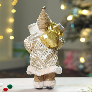 12 inches Gold Lace Robe Santa , Christmas Home and Table Décor - 12 inch Christmas