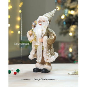 12 inches Gold Lace Robe Santa , Christmas Home and Table Décor - 12 inch Christmas