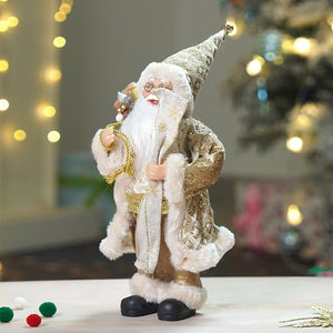 12 inches Gold Lace Robe Santa , Christmas Home and Table Décor - 12 inch Christmas