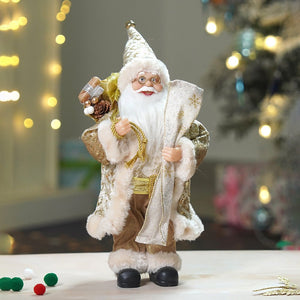 12 inches Gold Lace Robe Santa , Christmas Home and Table Décor - 12 inch Christmas