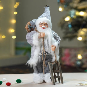 12 inches Grey Shiny hanging sledge Santa , Christmas Home and Table Décor - 12 inch Christmas