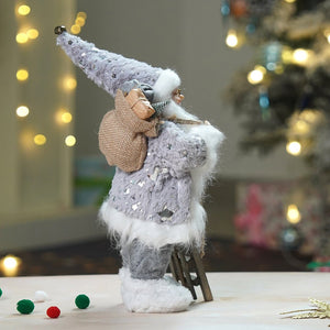 12 inches Grey Shiny hanging sledge Santa , Christmas Home and Table Décor - 12 inch Christmas