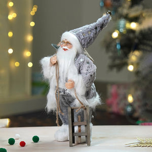 12 inches Grey Shiny hanging sledge Santa , Christmas Home and Table Décor - 12 inch Christmas