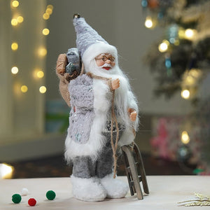 12 inches Grey Shiny hanging sledge Santa , Christmas Home and Table Décor - 12 inch Christmas