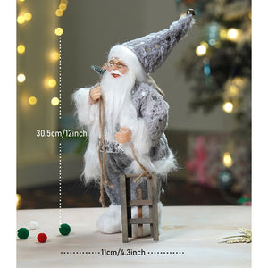 12 inches Grey Shiny hanging sledge Santa , Christmas Home and Table Décor - 12 inch Christmas