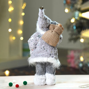 12 inches Grey Shiny hanging sledge Santa , Christmas Home and Table Décor - 12 inch Christmas