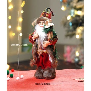 12 inches Red Checks Santa , Christmas Home and Table Décor - 12 inch Christmas