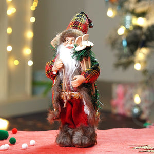 12 inches Red Checks Santa , Christmas Home and Table Décor - 12 inch Christmas