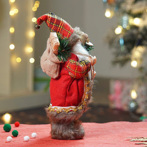 12 inches Red Checks Santa , Christmas Home and Table Décor - 12 inch Christmas