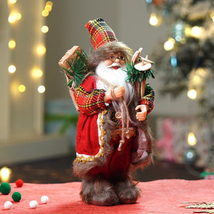 12 inches Red Checks Santa , Christmas Home and Table Décor - 12 inch Christmas