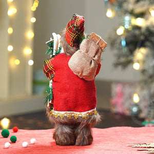 12 inches Red Checks Santa , Christmas Home and Table Décor - 12 inch Christmas