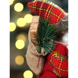 12 inches Red Checks Santa , Christmas Home and Table Décor - 12 inch Christmas