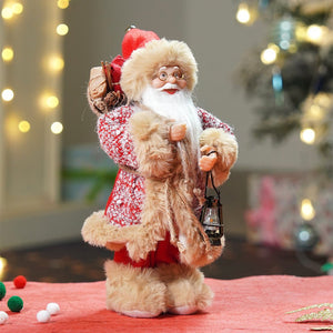 12 inches Red tweed Robe Santa , Christmas Home and Table Décor - 12 inch Christmas