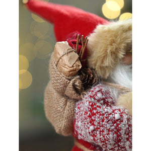 12 inches Red tweed Robe Santa , Christmas Home and Table Décor - 12 inch Christmas