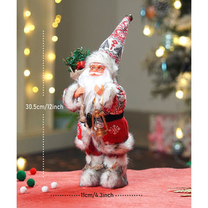 12 inches Red & White Snowflakes Santa , Christmas Home and Table Décor - 12 inch Christmas