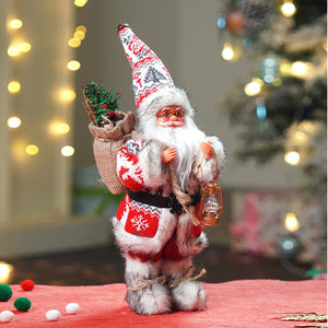 12 inches Red & White Snowflakes Santa , Christmas Home and Table Décor - 12 inch Christmas