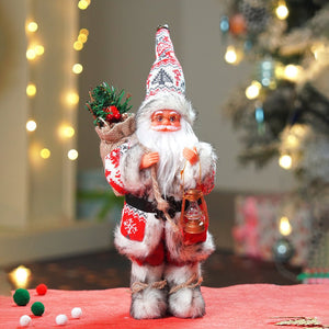 12 inches Red & White Snowflakes Santa , Christmas Home and Table Décor - 12 inch Christmas