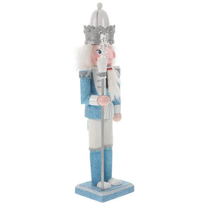 12 inches, Shimmer White & Blue Snowflake Nutcracker Self Standing Christmas Table Décor - Little Surprise Box12 inches, Shimmer White & Blue Snowflake Nutcracker Self Standing Christmas Table Décor